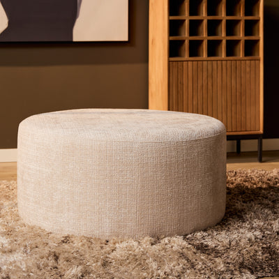 MySofa ronde poef | beige chenille Cremona 02 | 80 cm