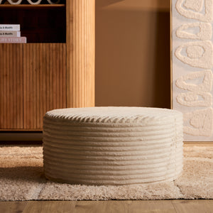 MySofa ronde poef | beige ribstof Tilia 03 | 80 cm