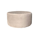 MySofa ronde poef 80 cm in beige ribstof Tilia 03 op een witte achtergrond
