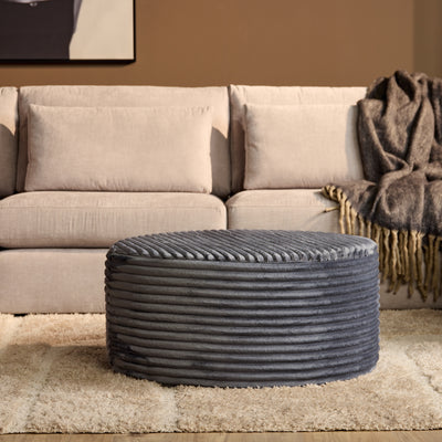 MySofa ronde poef | antraciet ribstof Tilia 85 | 80 cm