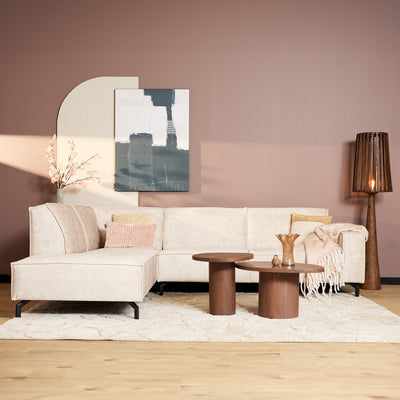 MySofa hoekbank links Floris | beige velvet | 285 cm