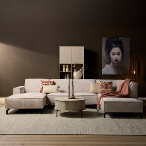 MySofa U-bank Floris | beige velvet | 345 cm