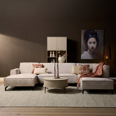 MySofa U-bank Floris | beige velvet | 345 cm