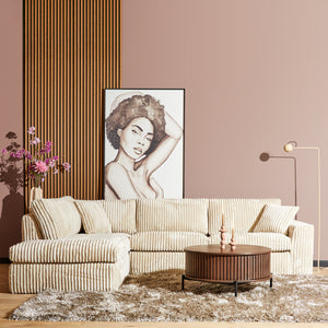 MySofa hoekbank links Teddy | beige ribstof | 271 cm