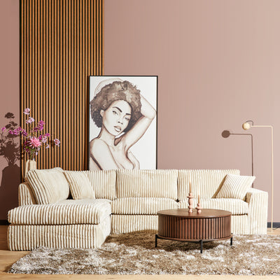 MySofa hoekbank links Teddy | beige ribstof | 271 cm