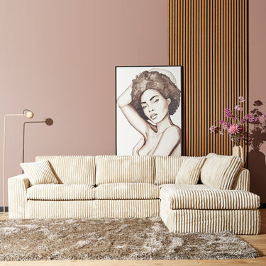 Ecksofa rechts Teddy Beige | 271 cm