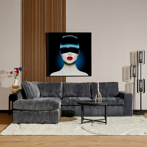 MySofa hoekbank links Teddy | antraciet ribstof | 271 cm