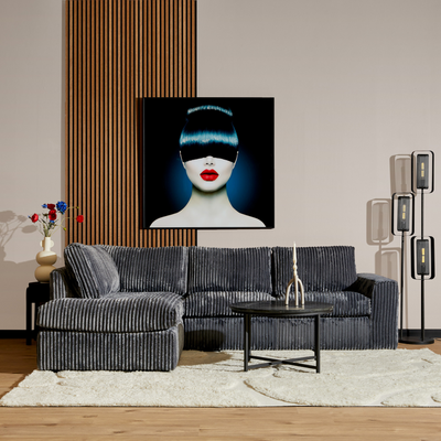 MySofa hoekbank links Teddy | antraciet ribstof | 271 cm