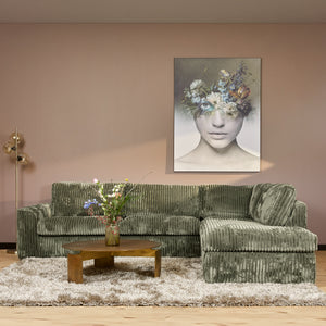MySofa hoekbank rechts Teddy | groen ribstof | 271 cm