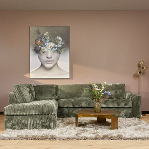 MySofa hoekbank links Teddy | groen ribstof | 271 cm