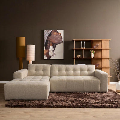 MySofa hoekbank Ruby | beige chenille | lounge links | 286 cm