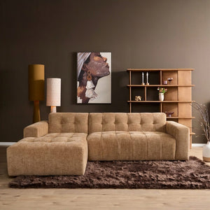 MySofa hoekbank Ruby | camel chenille | lounge links | 286 cm