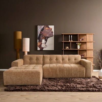 MySofa hoekbank Ruby | camel chenille | lounge links | 286 cm
