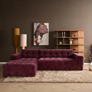 MySofa hoekbank Ruby | paars chenille | lounge links | 286 cm