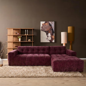 MySofa hoekbank Ruby | paars chenille | lounge rechts | 288 cm