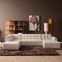 MySofa Ruby U-bank beige | ottomane links + lounge rechts