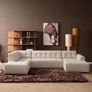 MySofa U-bank Ruby | beige chenille | ottomane links | 351 cm