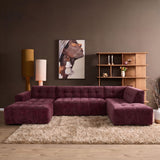 MySofa U-bank Ruby | paars chenille | lounge links - 351 cm breed - Mooier Thuis