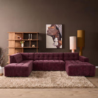 MySofa Ruby U-bank paars | ottomane links + lounge rechts