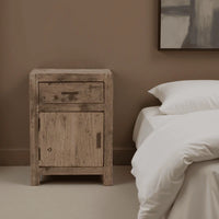 Nachtkastje Roots gerecycled hout 1 lade deur links 50 cm