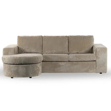3-zits hoekbank ribstof met ovale lounge L+R - Tillia Beige