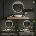 Badkamerspiegel Aurora 70×70 cm met gouden lijst met dimbare LED en anticondens