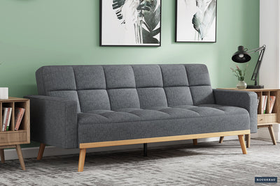 Slaapbank Adana Grijs - 214 cm 3-zits Stof