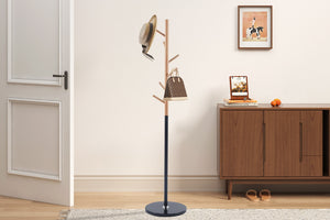 Kapstok Viola - 37 cm Mat Zwart met Hout