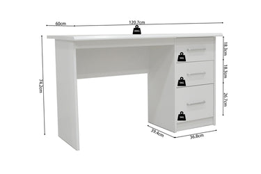 Bureau 'Mateo' 3 lades Wit