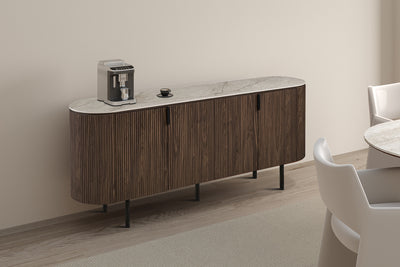 Dressoir Vigo Beige - 200 cm Donker met Steenblad
