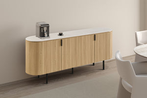 Dressoir Vigo Grijs - 200 cm Naturel met Steenblad