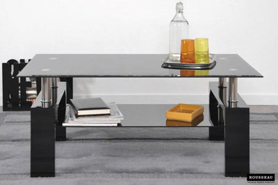 Salontafel Alana - 100 cm Hoogglans Zwart met Glas