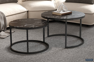 Salontafel Boston Zwart - 2-delig Rond Marmer