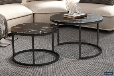 Salontafel Boston Zwart - 2-delig Rond Marmer