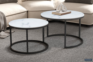 Salontafel Boston Wit - 2-delig Rond Marmer