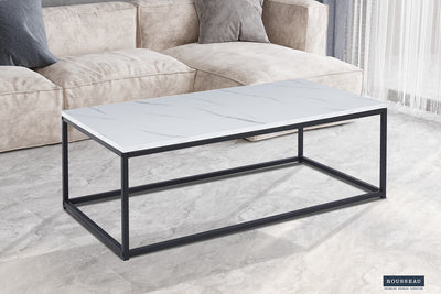 Salontafel Dallas Wit - 120 cm Rechthoekig Marmerlook