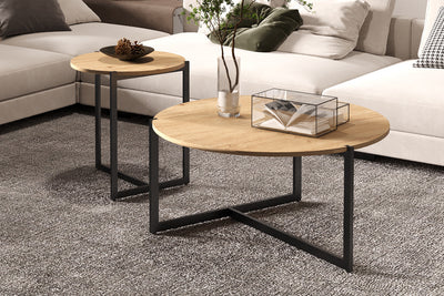 Salontafel Pola Oude Eik - 2-delig Rond