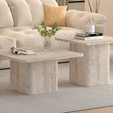 Set van 2 Salontafels 'Bobby' Decor travertin Beige