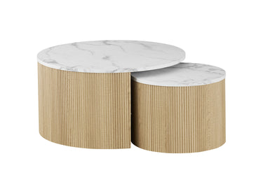 Set Salontafel 'Rowan' Rond Decor Marmer Beige