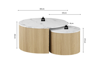 Set Salontafel 'Rowan' Rond Decor Marmer Beige