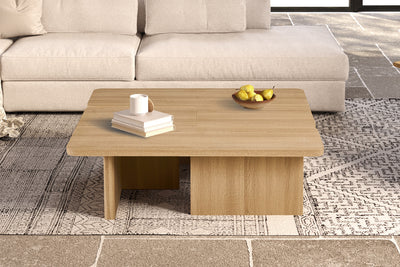 Salontafel Arallo Naturel - 120 cm 2-delig Vierkant