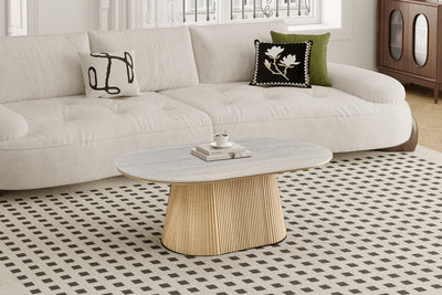 Salontafel Vigo Naturel - 120 cm Ovaal Steenlook