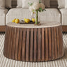 Salontafel 'Luuk' 70 cm Rond Mango hout met Travertin Beige