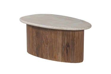 Salontafel 'Louis' 90 cm Mango hout met Travertin Beige