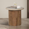 Bijzettafel 'Louis' 50 cm Mango hout met Travertin Beige