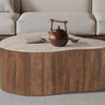 Salontafel 'Paul' 83 cm Mango hout met Travertin Beige