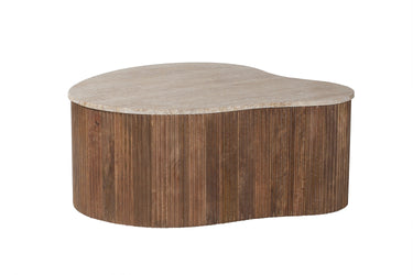 Salontafel 'Paul' 83 cm Mango hout met Travertin Beige