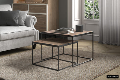 Salontafel Quinn - 65 cm 2-delig Vierkant Mangohout