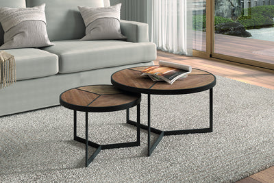 Salontafel Laveu - 70 cm 2-delig Rond Mangohout