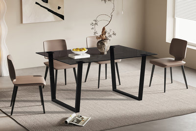 Eettafel Boaz - 150 cm Rechthoekig Zwart Glas